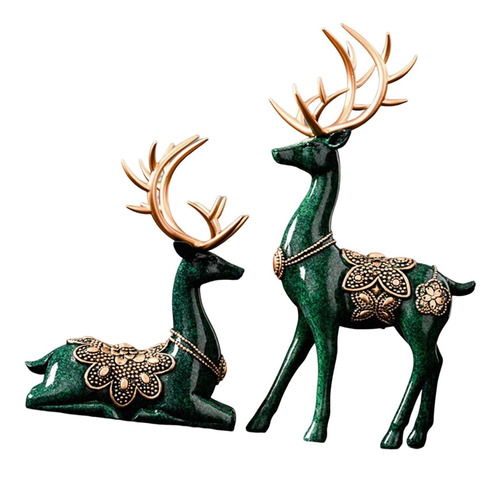 2x Figuritas De Ciervos Amantes Esculturas De Reno