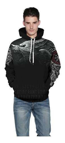 Nuevo Conjunto De Sudadera Con Capucha Y Estampado De Viking