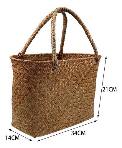 Bolsa De Playa Rústica De Verano, Cesta De 34x14x21cm