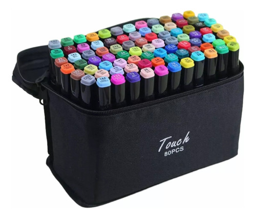 80 Lápices Para Colorear Marcadores Doble Punta + Estuche N