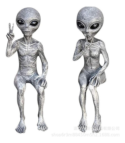 W 2pcs Ovni Extraterrestre Decoración De Resina Para Jardín
