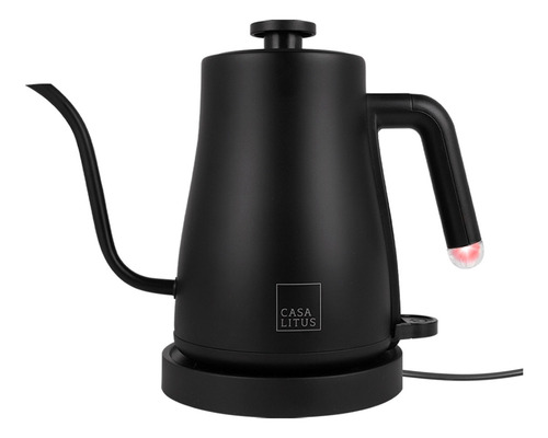 Tetera Eléctrica de Acero Inoxidable con Cuello de Cisne, Hervidor de Agua Eléctrico con Apagado Automático y Tapa Hermética, Jarra para Preparar Café, Té y más, Cap. 1 Litro, Mod. Hamburgo