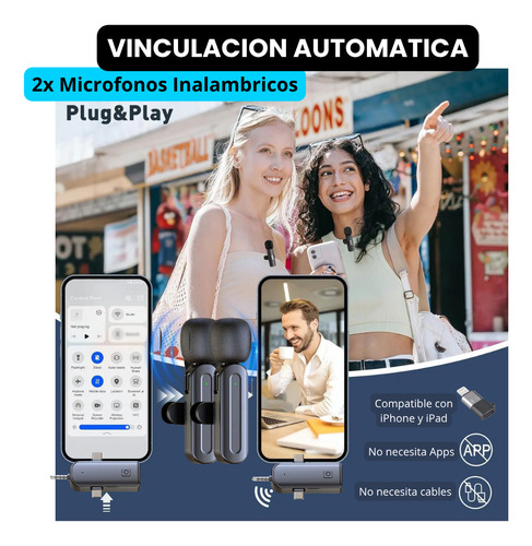 2 Microfonos Inalambricos Corbatero 3 En 1 Trrs Usb Tipo C Celular Compatible Con iPhone iPad Android Grabar Videos Entrevistas Podcast Streaming Sx26 Gxtronics