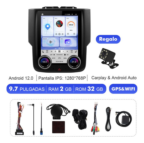 Estéreo Para Dodge Ram 1500 2014-2019 A/a Manual Carplay Gps