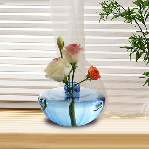 * Jarrón De Flores De Vidrio, Adorno De Escritorio For Azul