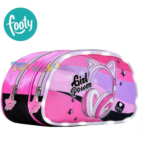 Imagen 2 de 7 de Cartuchera Footy Con Luces Led Luz Y Cierres Nene Nena