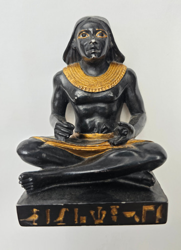 Estatuilla Escriba Sentado Traído De Egipto Macizo De 9 Cm (Usado)