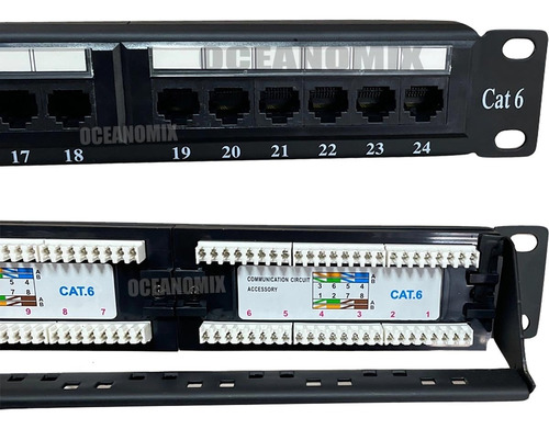 Patch Panel 24 Portas Cat6 Rj45 Utp Com Guia Traseira