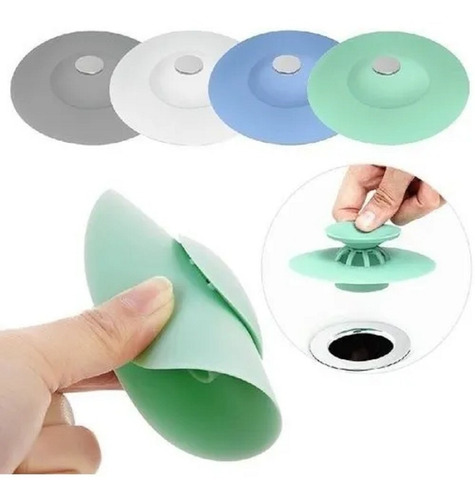 Imagen 2 de 8 de Filtro Tapon Cocina Baño Tapa Silicona De Drenaje Lavaplatos