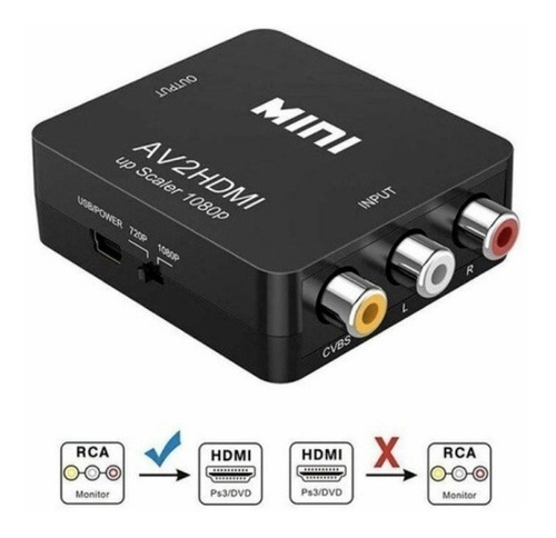Imagen 5 de 7 de Pack Conversor Adaptador De Av Rca - Hdmi Video + Cables