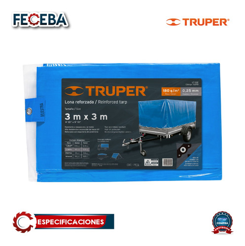 Lona Azul Reforzada De 3 X 3 M, Truper 1