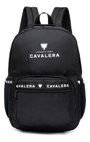 Mochila Bolsa Cavalera Resistente Casual Impermeável Escola Cor Preto Desenho Do Tecido Liso