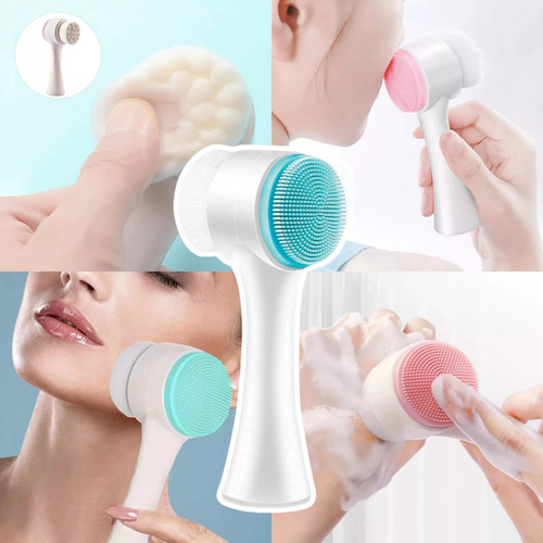 Cepillo Limpieza Facial Doble Cara Manual Exfoliante Color F