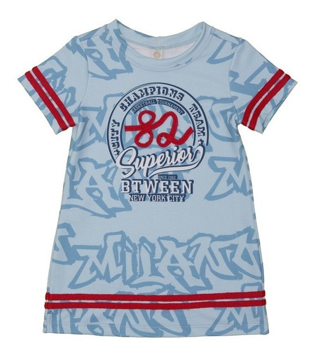 Vestido Infantil Azul Btw Superior Um Mais Um Azul 801055