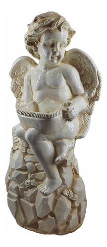 Angel Sentado Con Base, Estatua Decorativa 55 Cm Ceramica