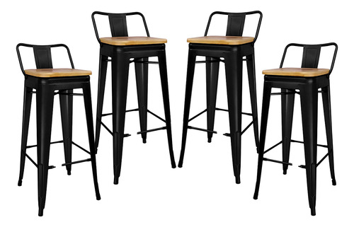 Set X4 Taburete Tolix Comedor Metal Madera