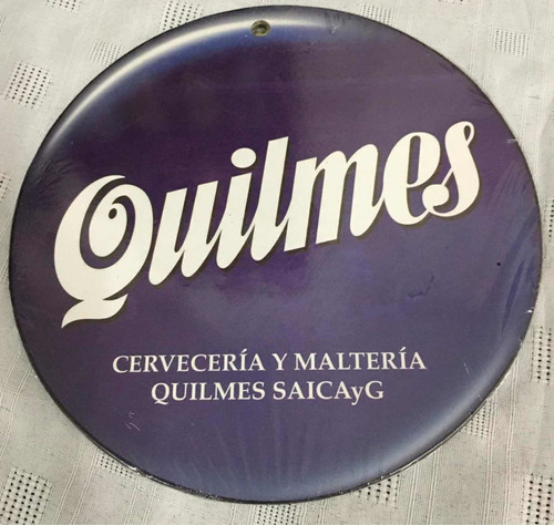 Cartel Chapa Cerveza Quilmes - Vintage - Redondo -