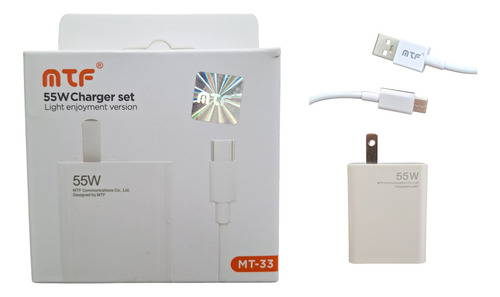 Cargador De 55w Para Xiaomi Redimi Oppo Cable C Marca Mtf Blanco