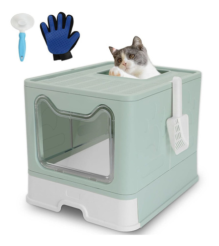 Roccs Caja De Arena Plegable Para Gatos Con Tapa, Caja De Ar