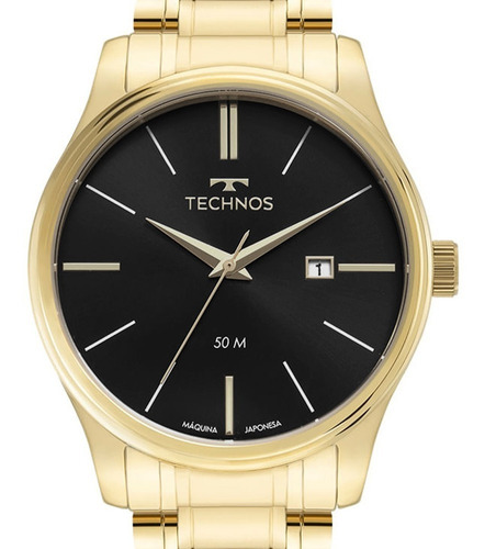 Relógio Technos Masculino Classic Steel Analógico Dourado