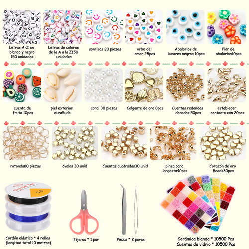 Set De Pulseras Cuentas Para Hacer De Arcilla 120 Colores Y