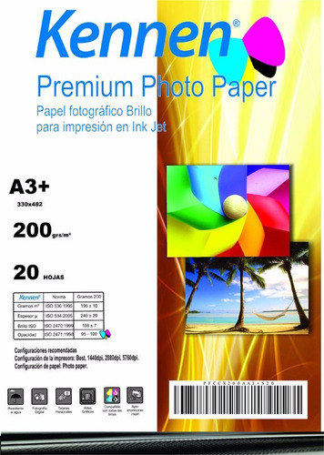 Papel Fotográfico Premium Kennen 200gr A3+ 200 Hojas