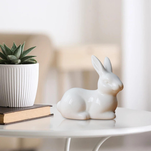 Estatuilla De Conejo De Cerámica En Miniatura De 3