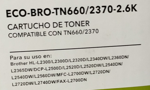 Toner Comp Tn-660 P/ Brother Hl-l2380 L2360 L2370/2340/2300