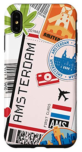 Funda Para iPhone XS Max Amsterdam Boarding Pass Air Tick-02