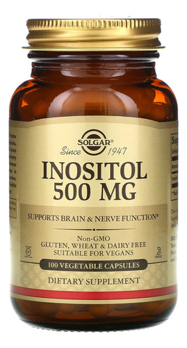 Solgar Inositol 500 Mg Apoyo Cerebral 100 Caps Veganas