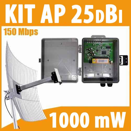 Kit Cliente Ap Externo + Fonte Poe + Antena Aquário 25 Dbi