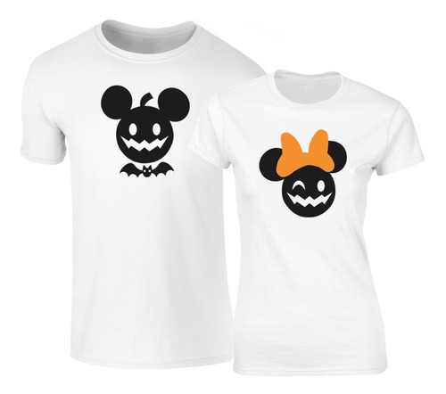 Playeras Para Pareja Novios Mick Mini Calabaza Halloween 2pz