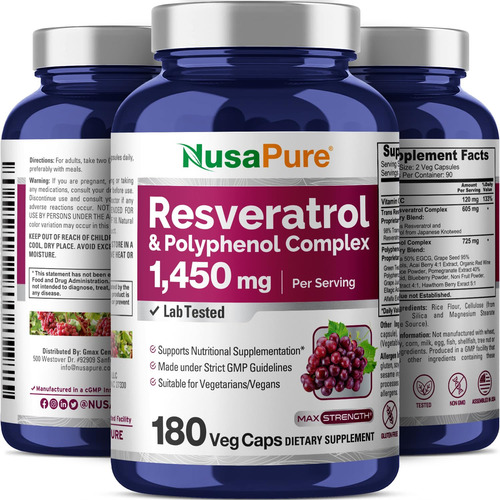 Suplemento Nusapure Resveratrol E Complexo De Polifenol 1450