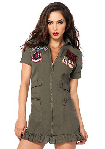 Leg Avenue Disfraz Militar De Top Gun Con Cremallera Frontal