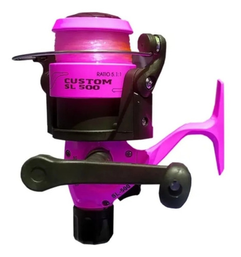 Caña De Pescar 1.68 Mtrs Rosa Variada + Reel Rosa + Tanza
