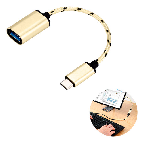 Adaptador Otg Tipo C A Usb Cable Memorias Datos Usb A Usb-c Color Dorado Slim Company