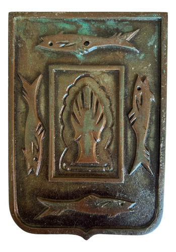 Escudo Del Estado De Baja Cal Sur De Bronce Macizo 25cmx17cm (Usado)