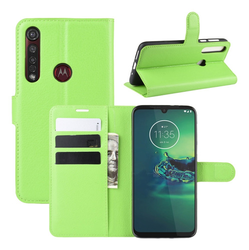 Verde Para Motorola Moto G8 Plus Litchi Texture Horizontal F