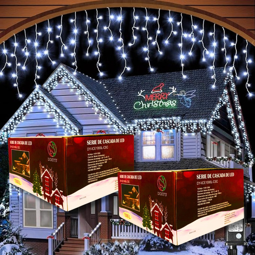 2 Pack Luces Navideñas 18 Metros Cascada Navidad 1000 Leds