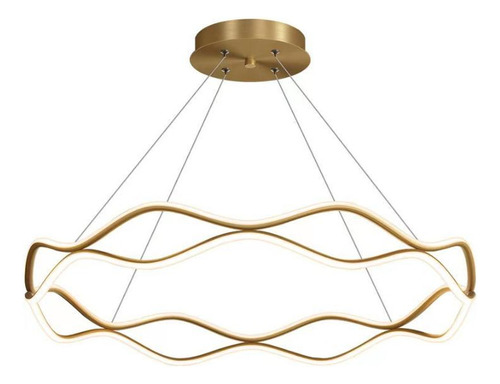 Lustre Led Luminária Pendente Dourado 80w Luz 3000k