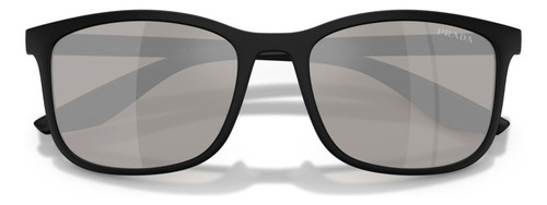 Óculos De Sol Prada Linea Rossa Preto Fosco Psa08s 1bo2b0-56 Lente Cinza