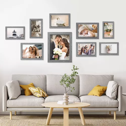 HAMITOR Juego de marcos de fotos para decoración de pared, paquete de 12  marcos de fotos de collage de galería, montaje en pared que incluye uno de  8