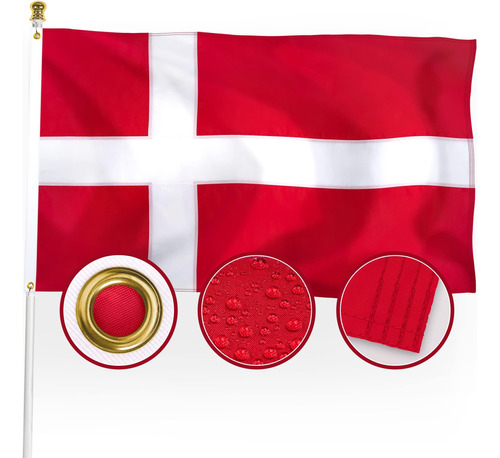 Xifan Bandera Danesa De Nailon Premium De 3 X 5 Para Exterio