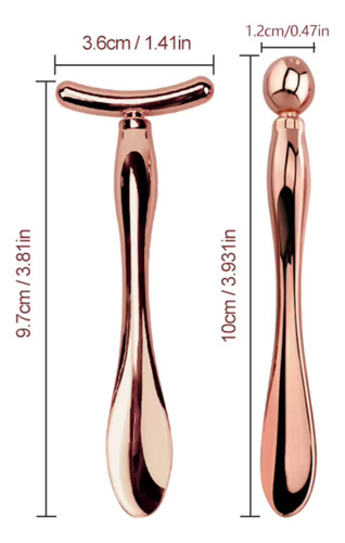 Mini Palo De Masaje Facial 2 En 1 Para Ojos Aplicador Crema Rose Gold - Oro Rosa