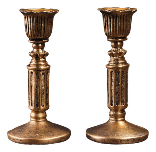 Candelabros Vintage Pillar De Vela De Bronce Antiguo