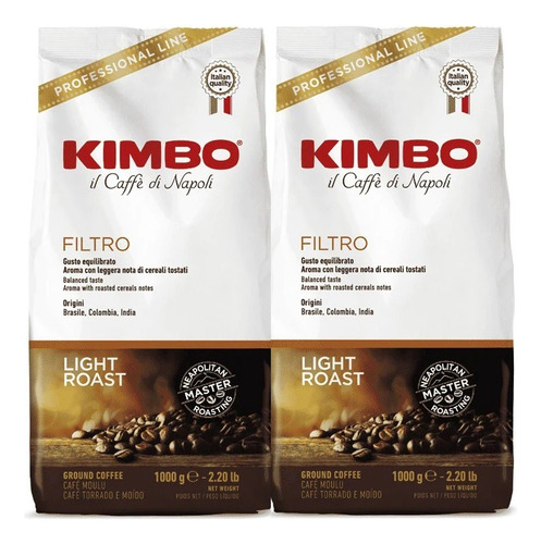 Pack 2x Café Kimbo Espresso Italiano Filtro 1 Kg Molido