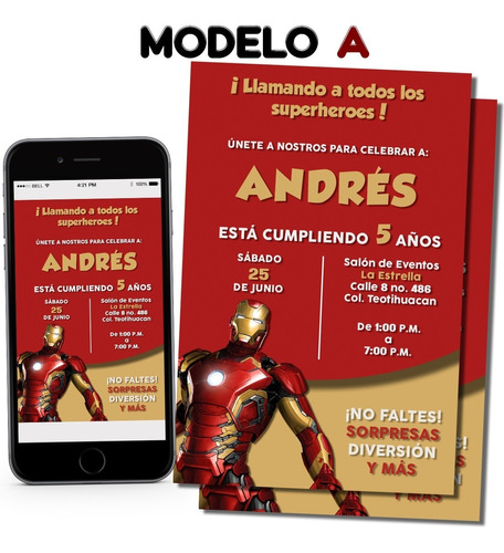 Invitación Iron Man Digital Personalizada