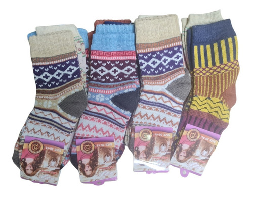 Pack 12 Calcetines Mujer Algodon Diseños Invierno Media Caña