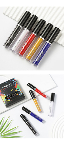 Set De Lápiz Labial Líquido Diy, 5 Unidades, Negro, Blanco,