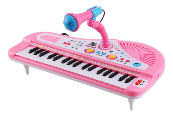 COSTWAY Teclado de Piano de 37 Teclas para Niños Piano Juguete Electrónico con Atril /Funciones de Grabación y Reproducción Incluido Micrófono y Partitura Musical Rosa 